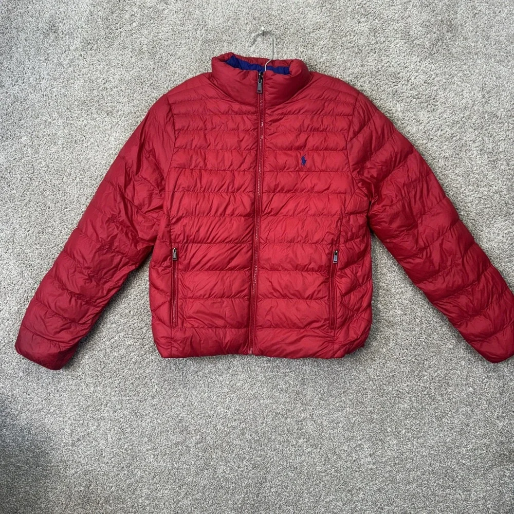 Polo Ralph Lauren Puffer Jacket Kids XL‎ 18-20 Blue Red Reversible Quilted Zip